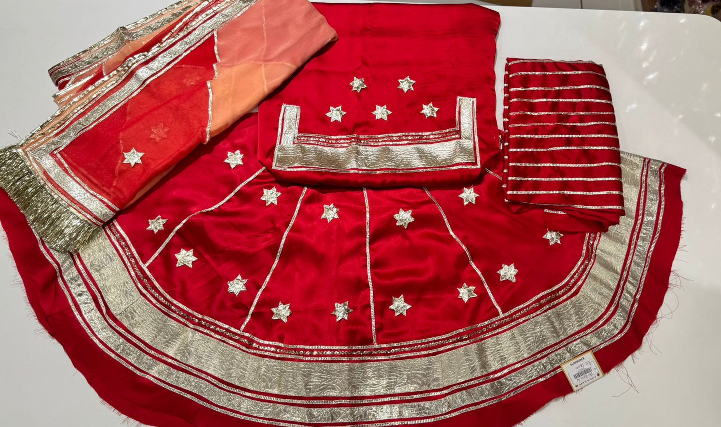 Festive Red & Silver Gota Work Rajasthani Poshak