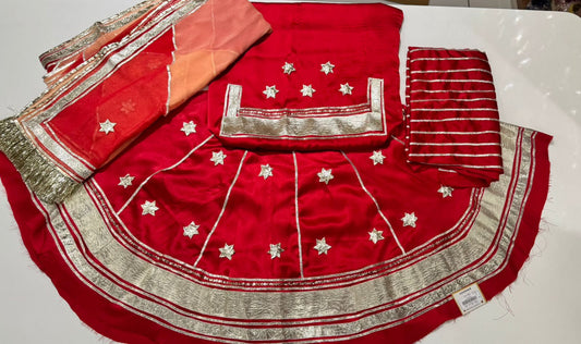 Festive Red & Silver Gota Work Rajasthani Poshak